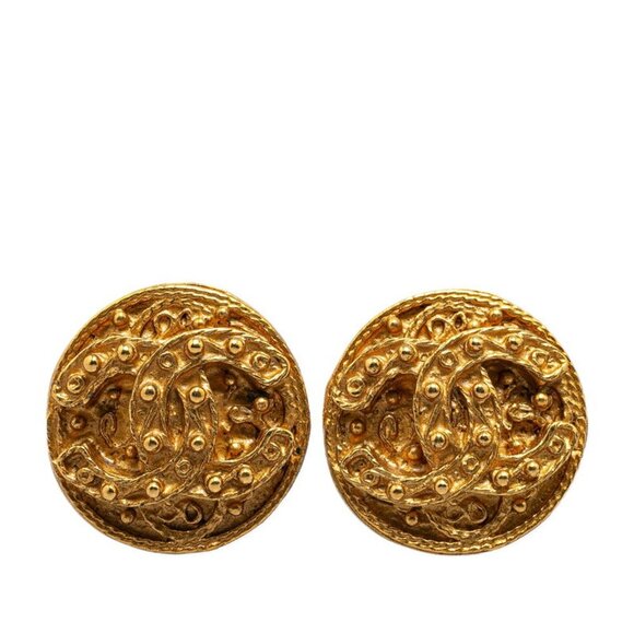 CHANEL Gold Coco Mark Earrings - Picture 1 of 4